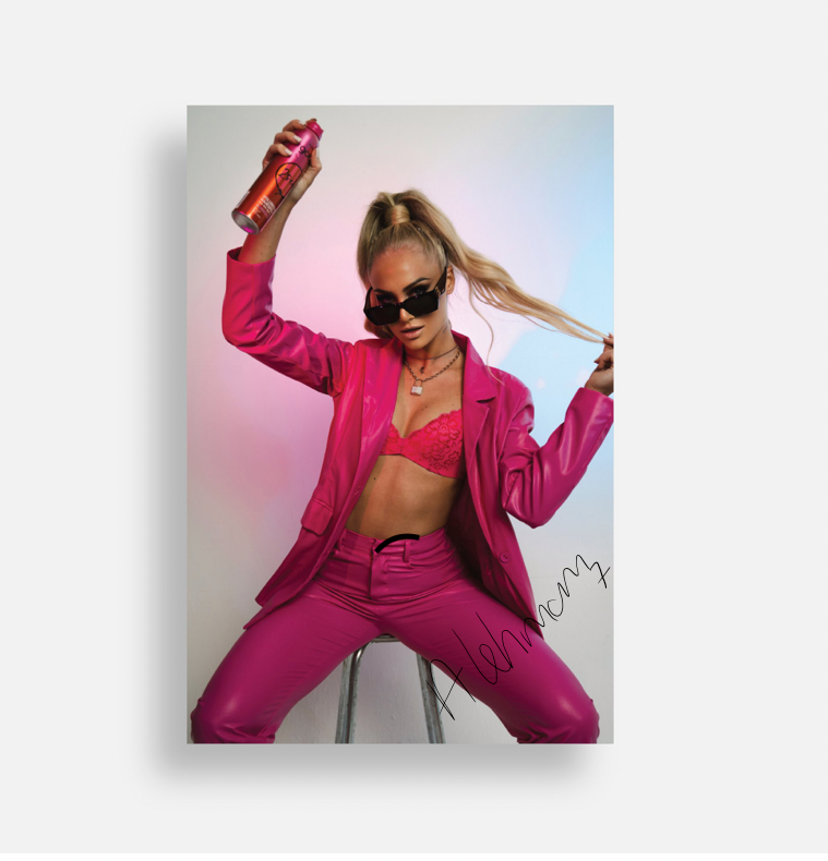 Limited Edition Personalised and Signed XL Aluminium Hot Pink Print